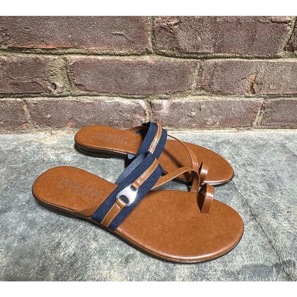 Italian Shoemakers Womens Navy Flip Flop Sandal Sz 9.5